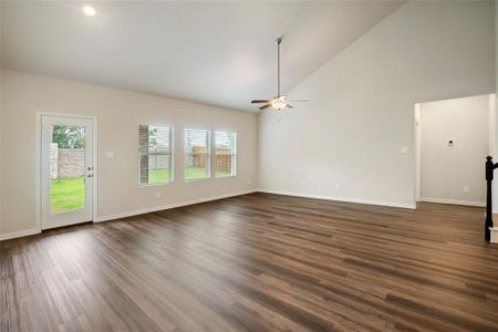 Living room with vaulted ceiling