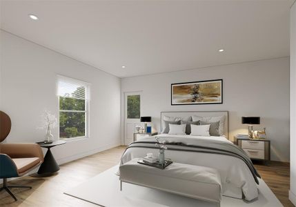 Bedroom with light wood-type flooring