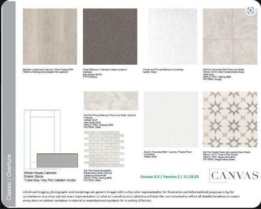 Design Selections.  Home is under construction and selections are subject to change.