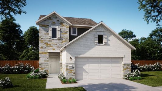 Elevation B Stone | Ella at Village at Manor Commons in Manor, TX by Landsea Homes