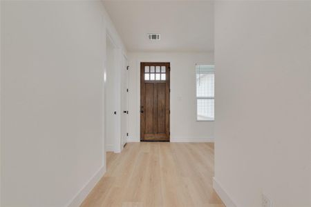 Foyer entrance featuring light wood-type flooring