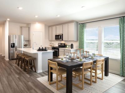 An open dining area with natural lighting is ideal for entertaining.