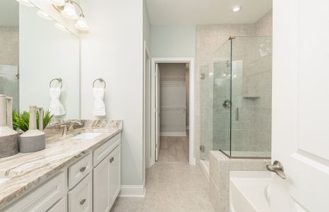 Owner's Bath with Dual Bowl Vanity and Walk-In Shower