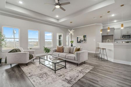 Living room open to kitchen.