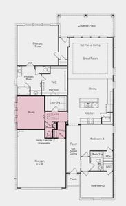 Structural options include: 8' entry door, raised ceiling at foyer, 12" pop-up celling at gathering room, half bath at study, interior door at laundry, and study.