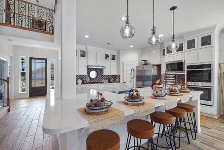 Kitchen with island and pendant lighting