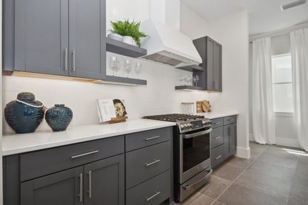 Kitchen with subway tile backsplash