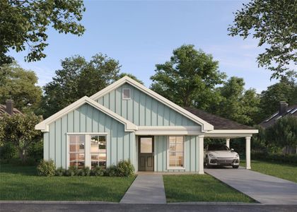 View of front of house with a carport and a front lawn