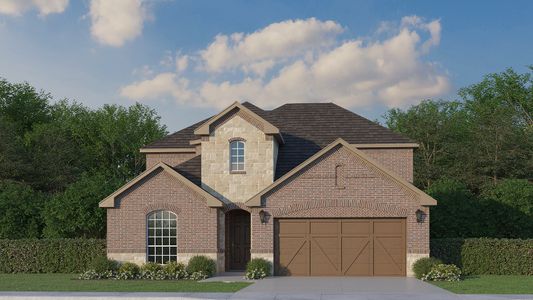 Plan 1527 Elevation A with Stone by American Legend Homes