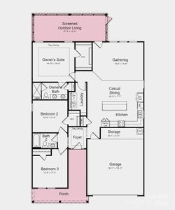 Main Floor Plan - Structural options added include: tray ceiling in the foyer and owner's bedroom, and extended screened patio