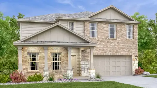 New construction Single-Family house 17914 Yellow Warbler Wy, Pflugerville, TX 78660 plan Hudson 20x20 Garage - image