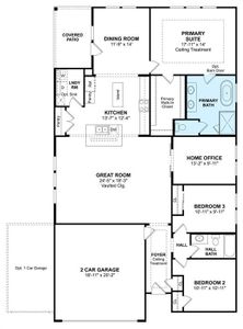 The Juniper III floor plan by K. Hovnanian Homes. 1st Floor shown. *Prices, plans, dimensions, features, specifications, materials, and availability of homes or communities are subject to change without notice or obligation.