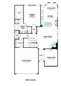 The Palmer II floor plan by K. Hovnanian Homes. 1st Floor shown. *Prices, plans, dimensions, features, specifications, materials, and availability of homes or communities are subject to change without notice or obligation.