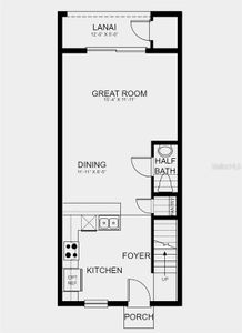 First Floor Plan - Design features added include: tile flooring throughout 1st floor, quartz countertops, washer/dryer, refrigerator, and blinds