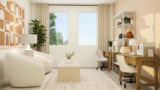 Sitting room with light hardwood / wood-style flooring