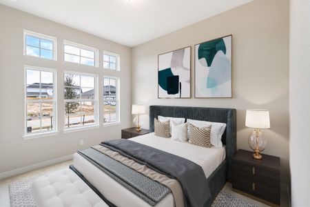 Secondary bedroom. Note: Sample product photo - actual exterior and interior selections may vary by homesite