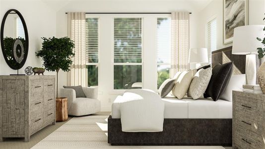 Bedroom featuring vaulted ceiling