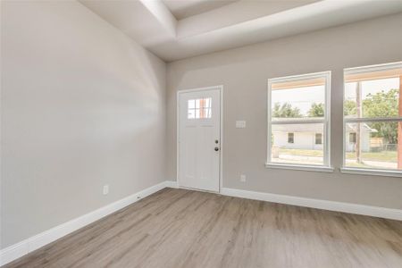 Entrance foyer with light wood-type flooring and plenty of natural light