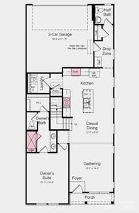 First Floor Plan - Structural options added include: gourmet kitchen, extended primary shower, study