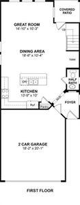 The Frances floor plan by K. Hovnanian Homes. 1st Floor shown. *Prices, plans, dimensions, features, specifications, materials, and availability of homes or communities are subject to change without notice or obligation.