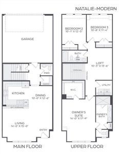 Our Natalie floor plan offers a wonderful open concept main level with spacious bedrooms upstairs.