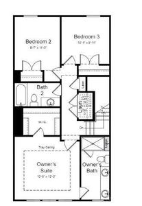 Structural options include: first floor guest suite with full bath, modern linear fireplace in gathering room, shower ledge in owner's bath.