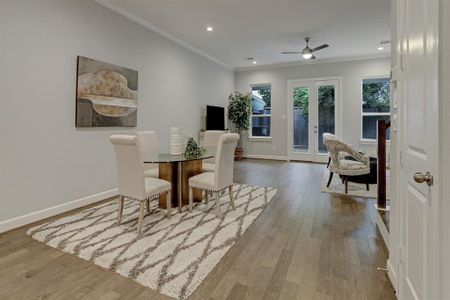 Discover an oasis of refined elegance in this stunning dining area, where every meal turns into a luxurious banquet. Image depicts similar product at another ROC Homes community.