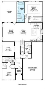 The Tuscaloosa floor plan by K. Hovnanian Homes. 1st Floor shown. *Prices, plans, dimensions, features, specifications, materials, and availability of homes or communities are subject to change without notice or obligation.