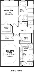 The Radcliffe II floor plan by K. Hovnanian Homes. 3rd Floor shown. *Prices, plans, dimensions, features, specifications, materials, and availability of homes or communities are subject to change without notice or obligation.