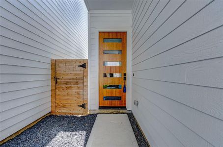 Mahogany front door with side yard