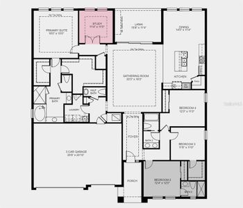 Floor Plan - Structural options added: Tray ceiling package, gourmet kitchen, study, and outdoor kitchen rough-in