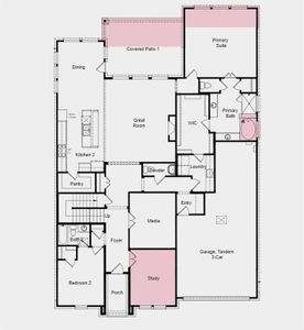 Structural options added: extended owner's suite and covered patio, tub and shower in owner's bath, study, additional bath upstairs.