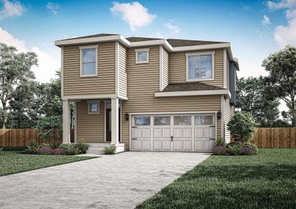 The Ridge is a beautiful two story home with siding.