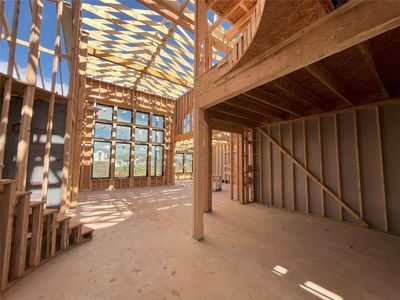 Beautiful open concept floor plan with wall of windows and formal dining.