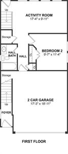 The Jefferson II floor plan by K. Hovnanian Homes. 1st Floor shown. *Prices, plans, dimensions, features, specifications, materials, and availability of homes or communities are subject to change without notice or obligation.