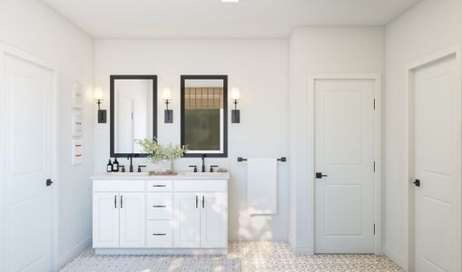 Freestanding vanity in primary bath