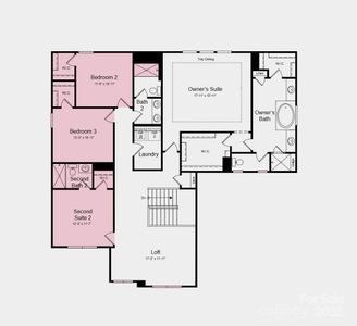 Second Floor Plan - Structural options added include: study, fireplace, first floor guest suite, fully finished basement with guest suite, covered outdoor living, additional bath upstairs, and tray ceiling in owner's suite.