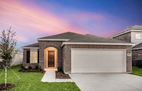 The Becket, a one-story home with 2-car garage, shown with Home Exterior P