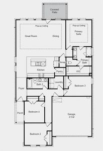 Structural options added include: covered outdoor living and 12'' pop up ceiling in gathering room, dining, primary suite.