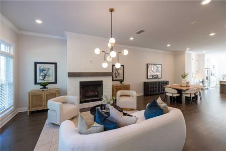 A gorgeous living area with gas fireplace. *Please note pictures shown are of the Jacobsen II floorplan but are not of the actual home.