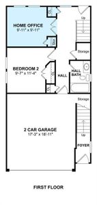 The Jefferson II floor plan by K. Hovnanian Homes. 1st floor shown. * Prices, plans, dimensions, features, specifications, materials, and availability or homes or communities are subject to change without notice or obligation.