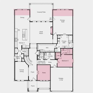 Structural options include: bedroom 5 and bathroom 5 in lieu of tandem garage, shower in lieu of tub and shower at secondary bathroom, lifestyle space 2, gourmet kitchen 2, drop-in tub at owner's bath, study in lieu of flex and gas drop for future outdoor grill.