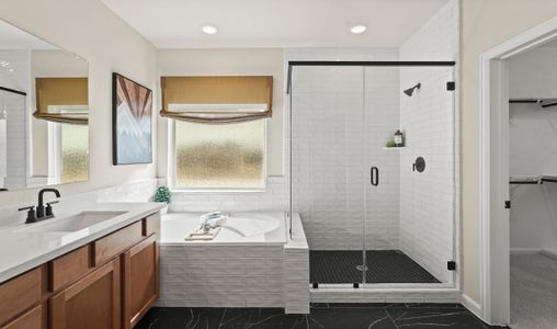 Primary bath with shower and soaking tub