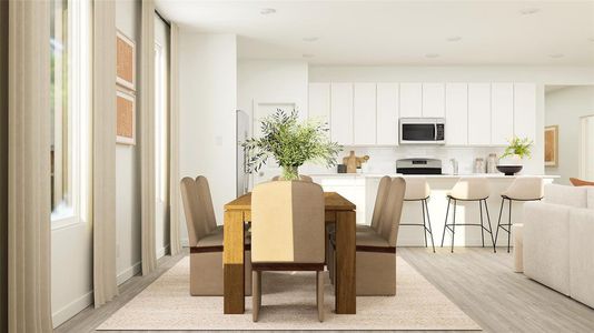 Dining area featuring light wood-type flooring