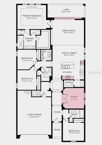 Main Floor Plan - Structural options added include: gourmet kitchen, study in place of a flex room, pocket sliding door, and outdoor kitchen rough in