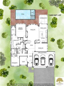 Artist Rendering of 1st Floor on Site Plan. Pool and Sod are not included.