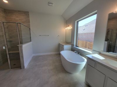 Primary Bath with Standing Garden Tub & Walk-in Shower