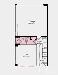 Lower Floor Plan - Structural options added include: full bath on first floor, linear fireplace in gathering room, ledge in owner's shower