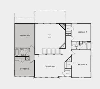 Structural options include: 3 car garage, gourmet kitchen 2, built in pantry, bath 3 in lieu of half bath, bed 4 in lieu of flex room, optional bed 6 and bath 5, media room, fireplace, and sliding glass doors.