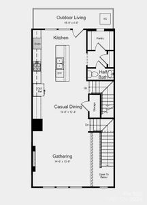 Structural options added include: main floor bedroom with a full bath in place of a flex room and half bath, an electric fireplace in the gathering room, gourmet kitchen, and extra storage at the second floor.